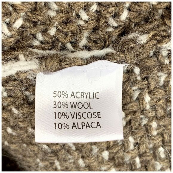 Italian Alpaca Open Front Cardigan Sweater S Brown White Fleck Shawl Collar - Picture 5 of 7